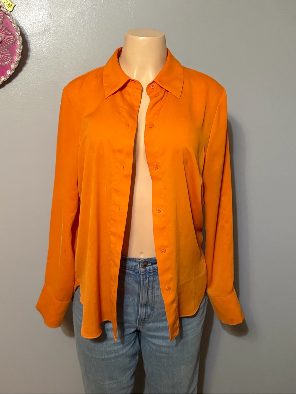H&M Orange Long-Sleeve Button-Down Shirt